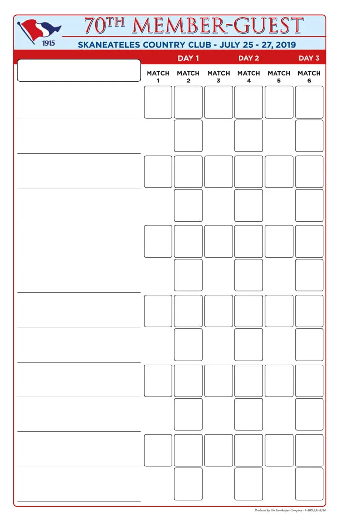 Skaneateles Country Club Scoresheet