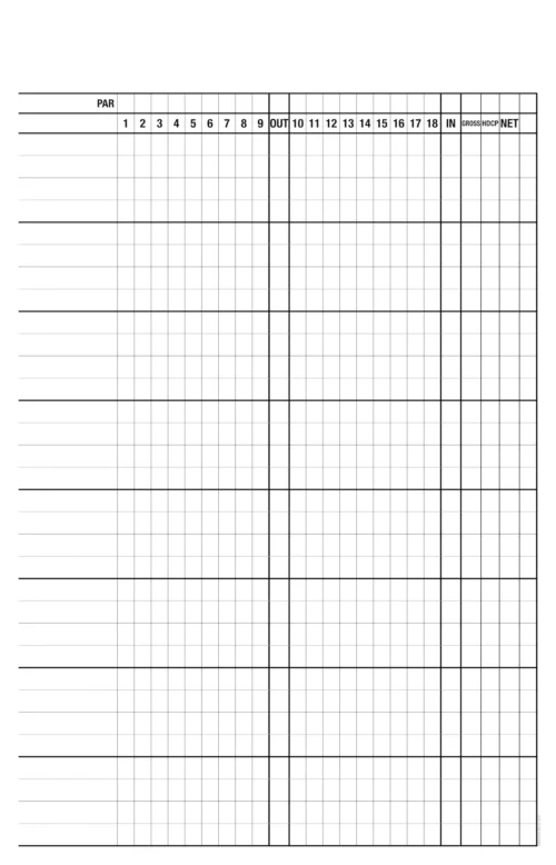Hole-by-hole score sheet 32 players