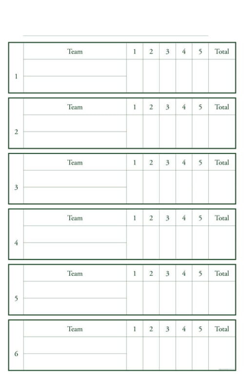 Member guest Scoresheet