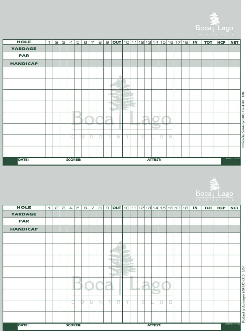 Boca Lago Golfnet compatible scorecard