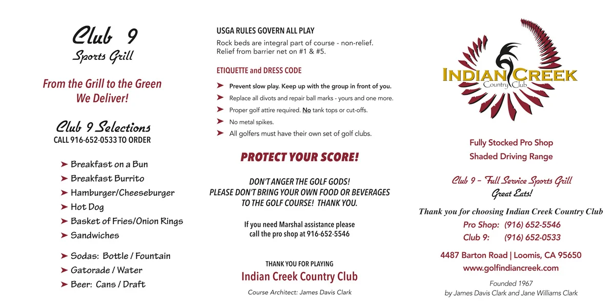 Indian Creek CC scorecard