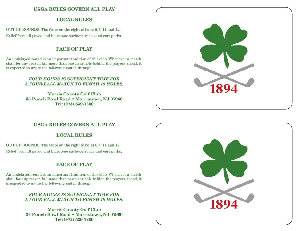 Morris County Golf Club compatible GHIN card