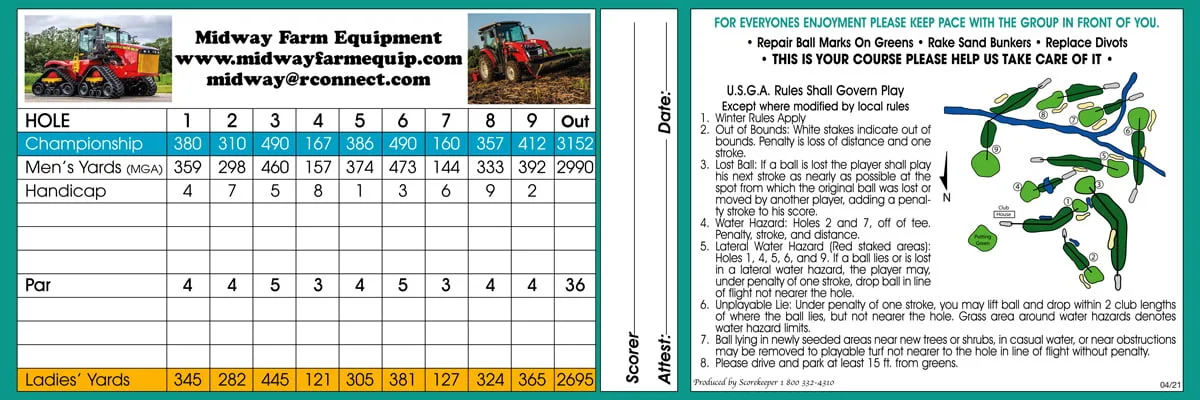 Mountain Lake GC scorecard