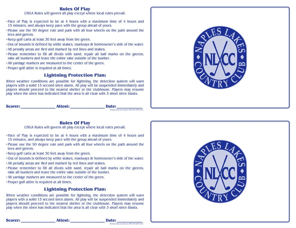 Naples Lake Country Club compatible GHIN card