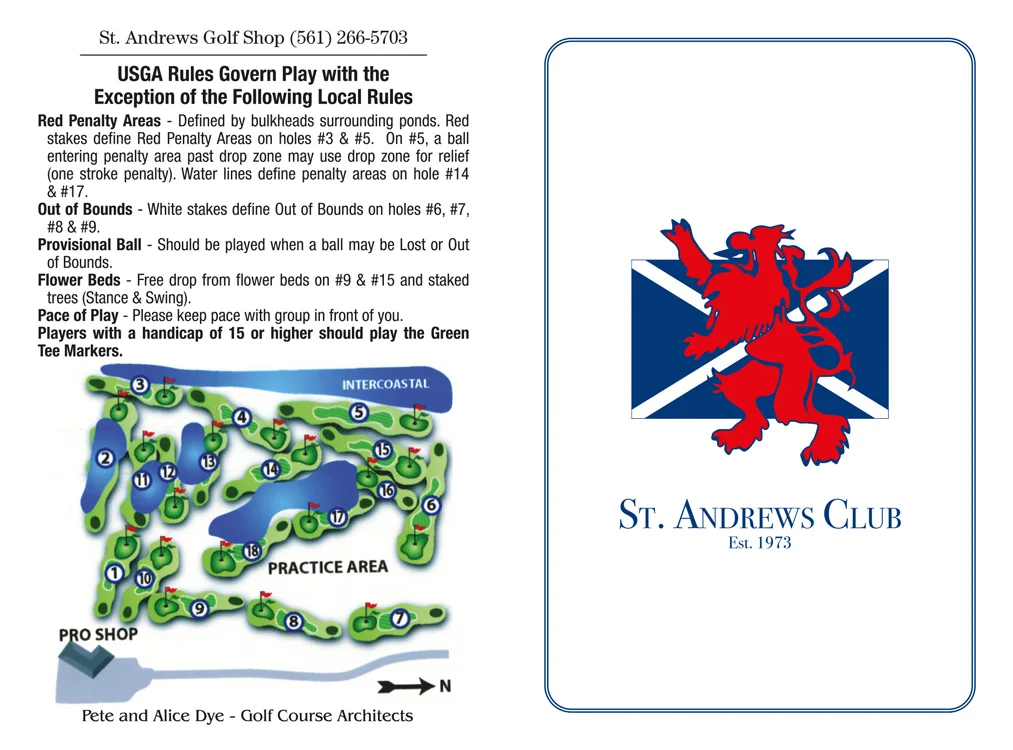 St. Andrews Club scorecard