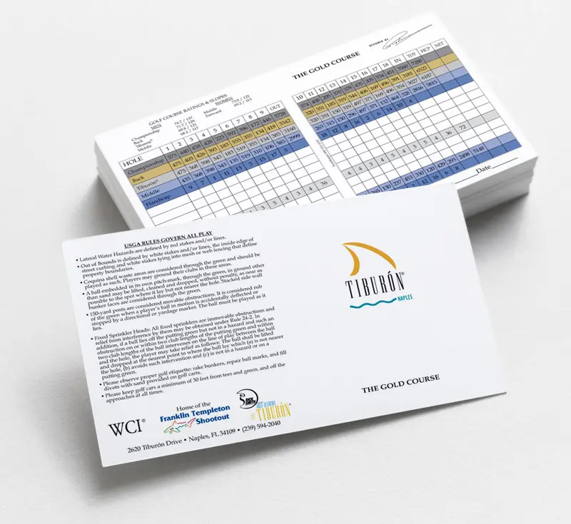 Custom Golf Scorecards Printing