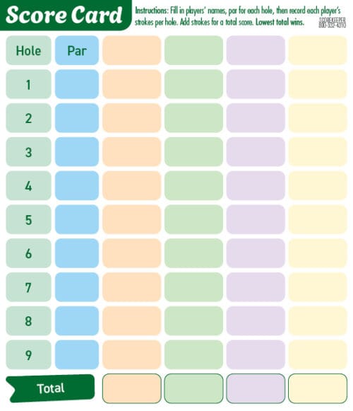Mini Golf Scorecard