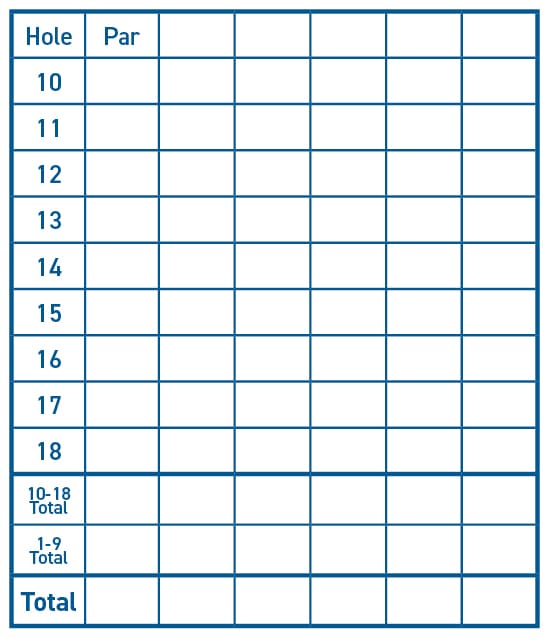 Mini Golf Scorecard