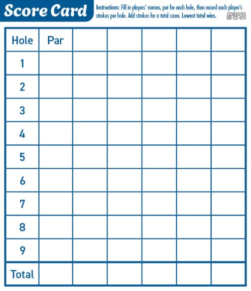 Mini Golf Scorecard