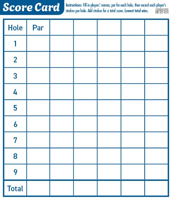 Mini Golf Scorecard