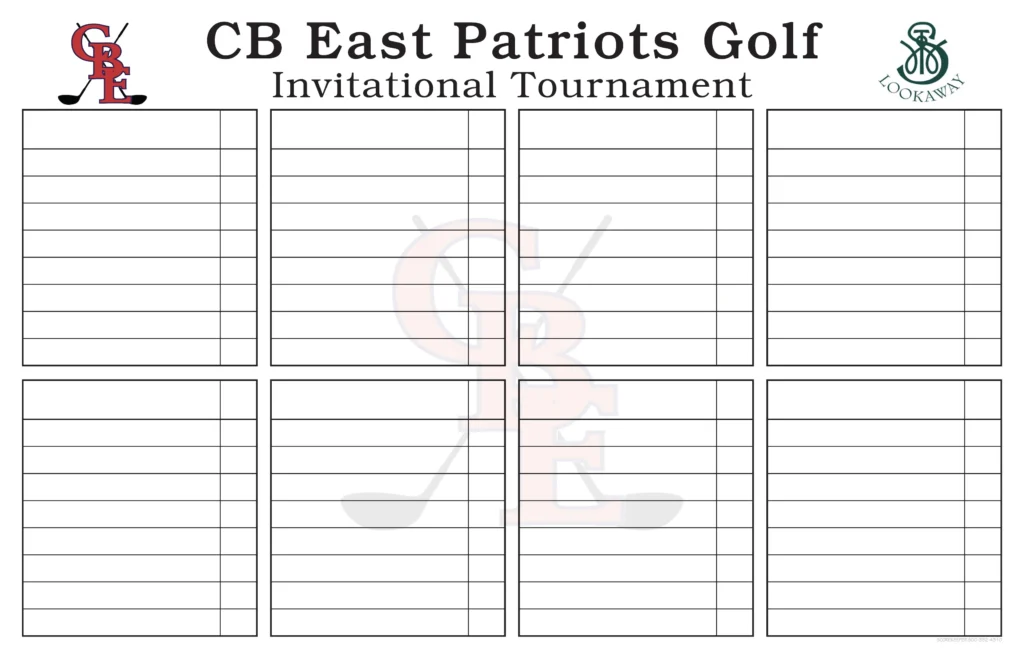 CB East Patriots Golf Shotgun Score Sheet
