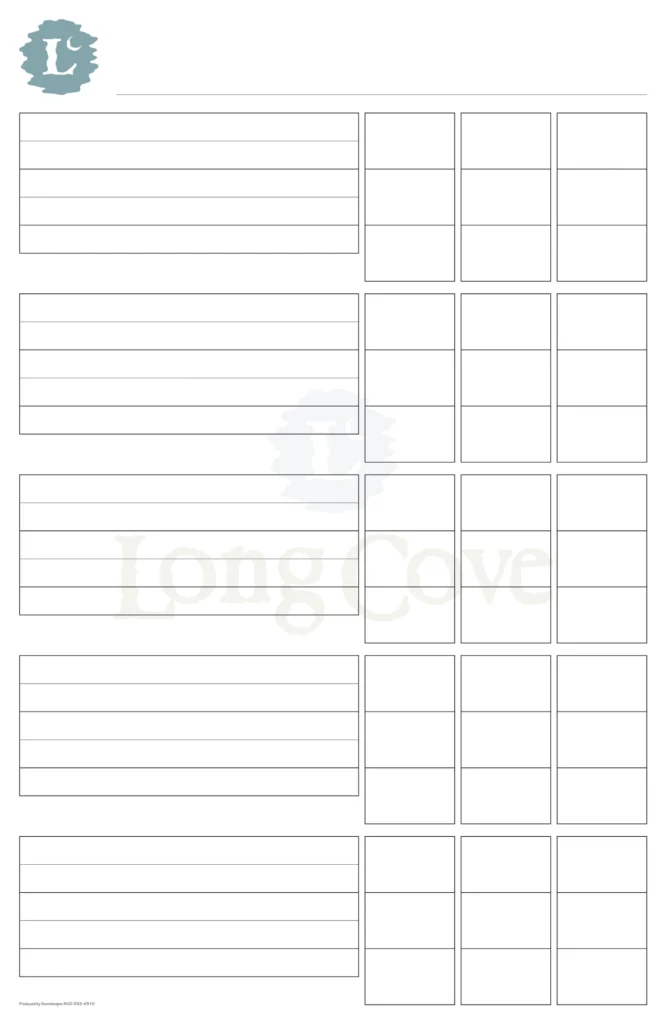 Long Cove Posting Score Sheet