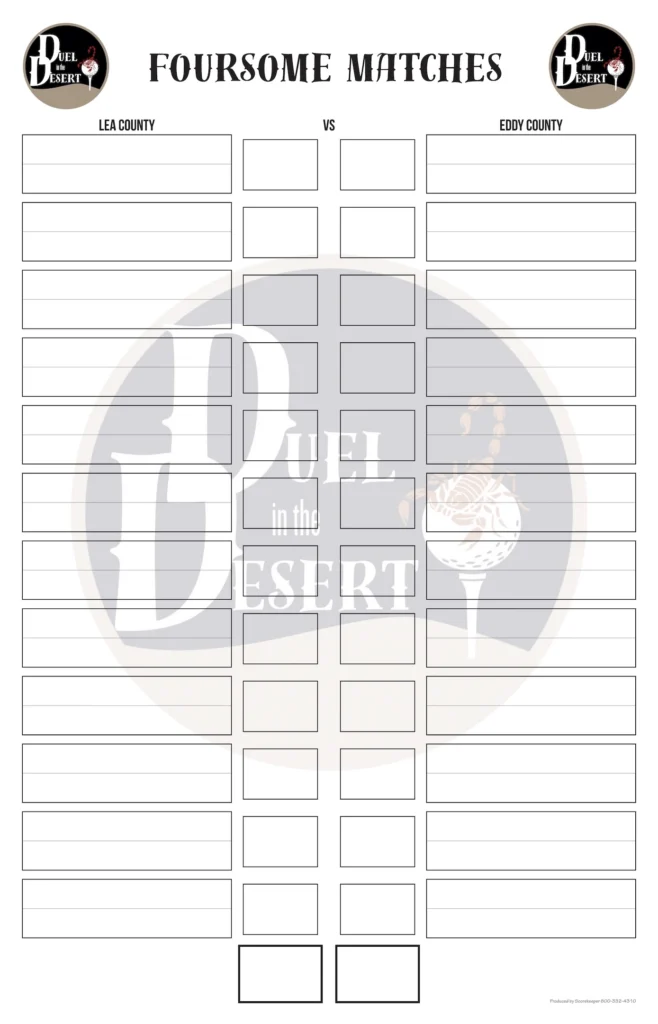 Duel In The Desert MatchPlay Score Sheet