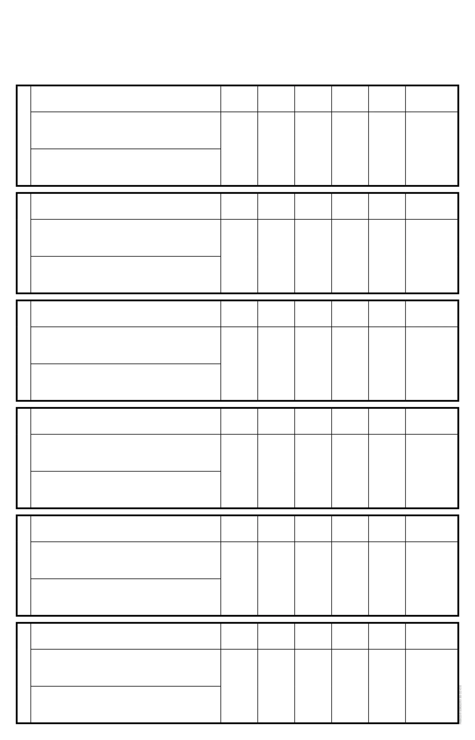 6 Teams 5 Rounds Golf Score Sheet